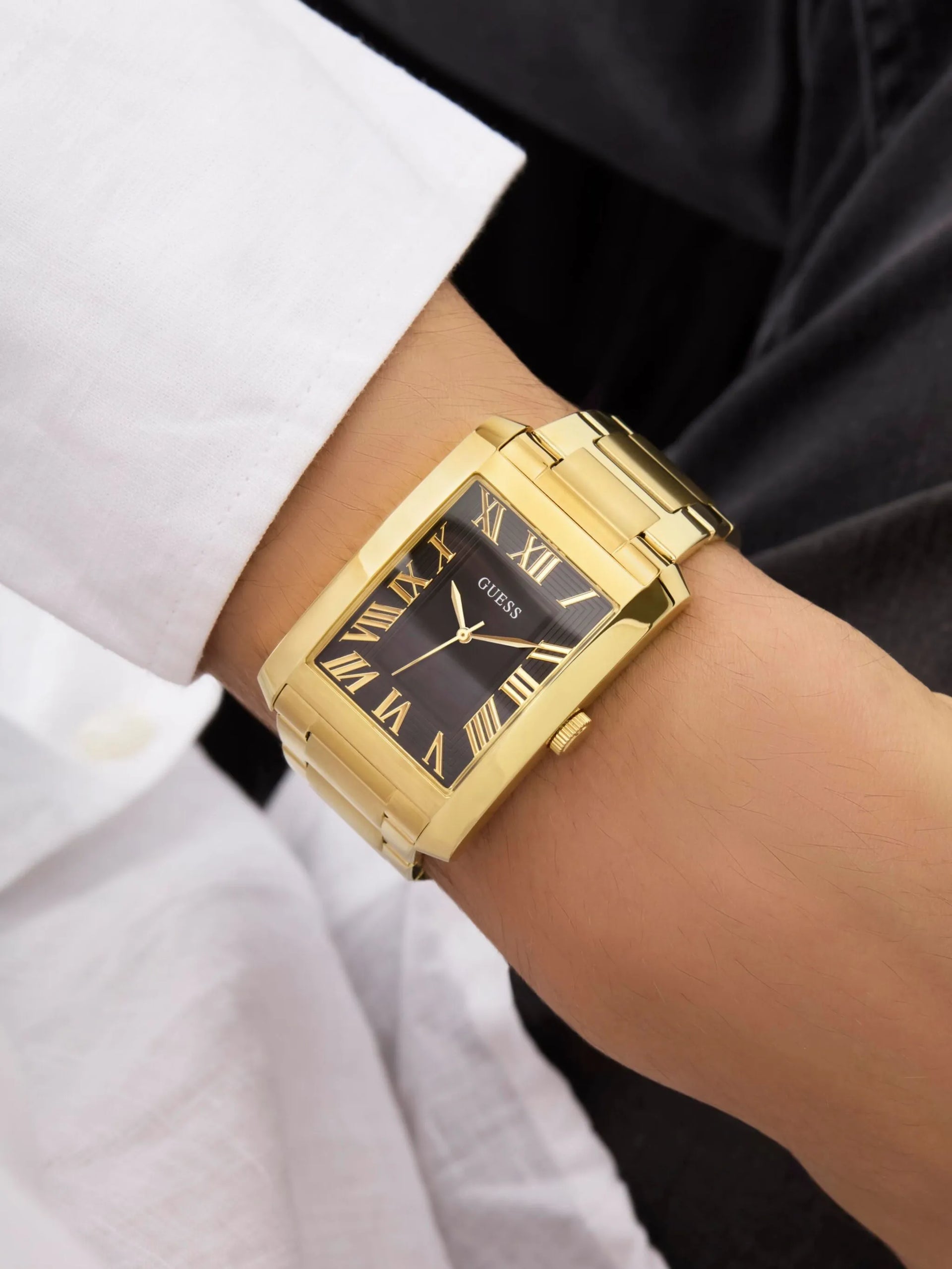 Guess Multi-Function Watch in Black Gold Tone | MYER Guess Multi-Function Watch in Black Gold Tone | MYER