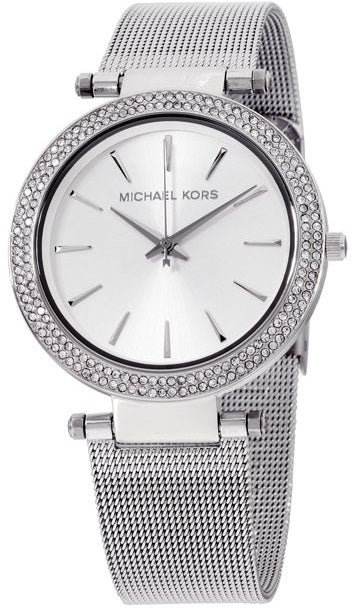Michael Kors MK3367 - Reloj para mujer Darci con esfera plateada y pulsera de malla plateada