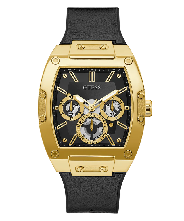 GUESS GW0202G1 Mens Black Gold Tone Multi-function Watch