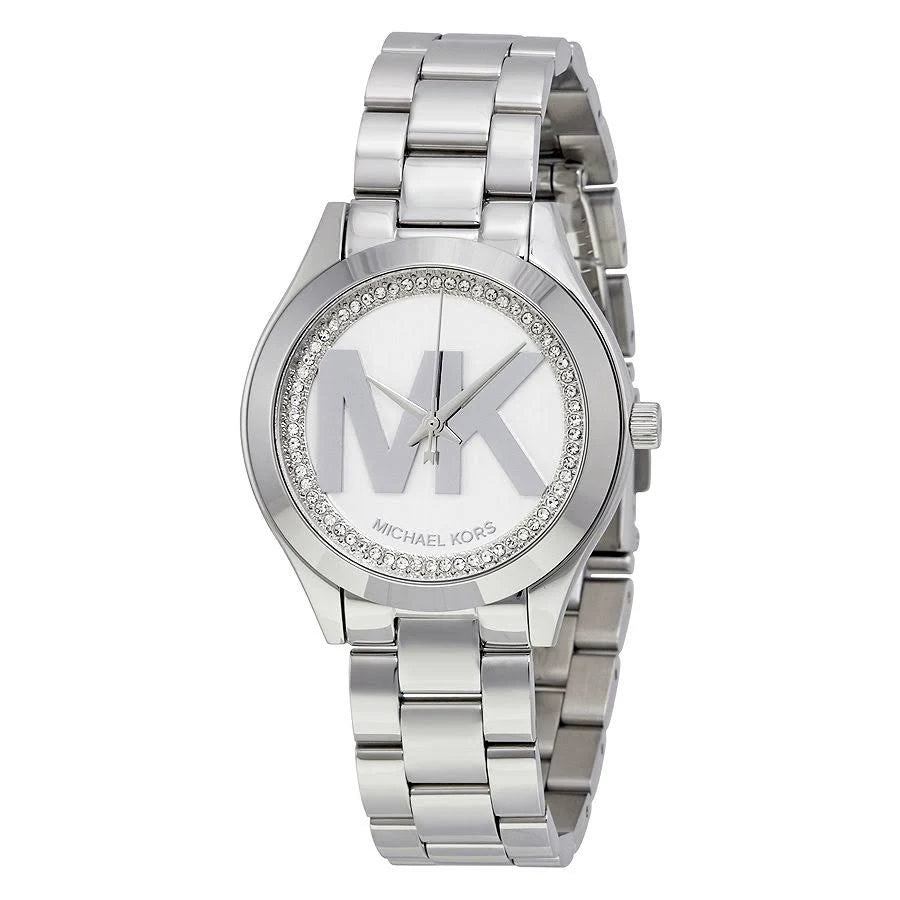 Michael Kors MK3548 - Reloj para mujer Mini Slim Runway con esfera plateada 