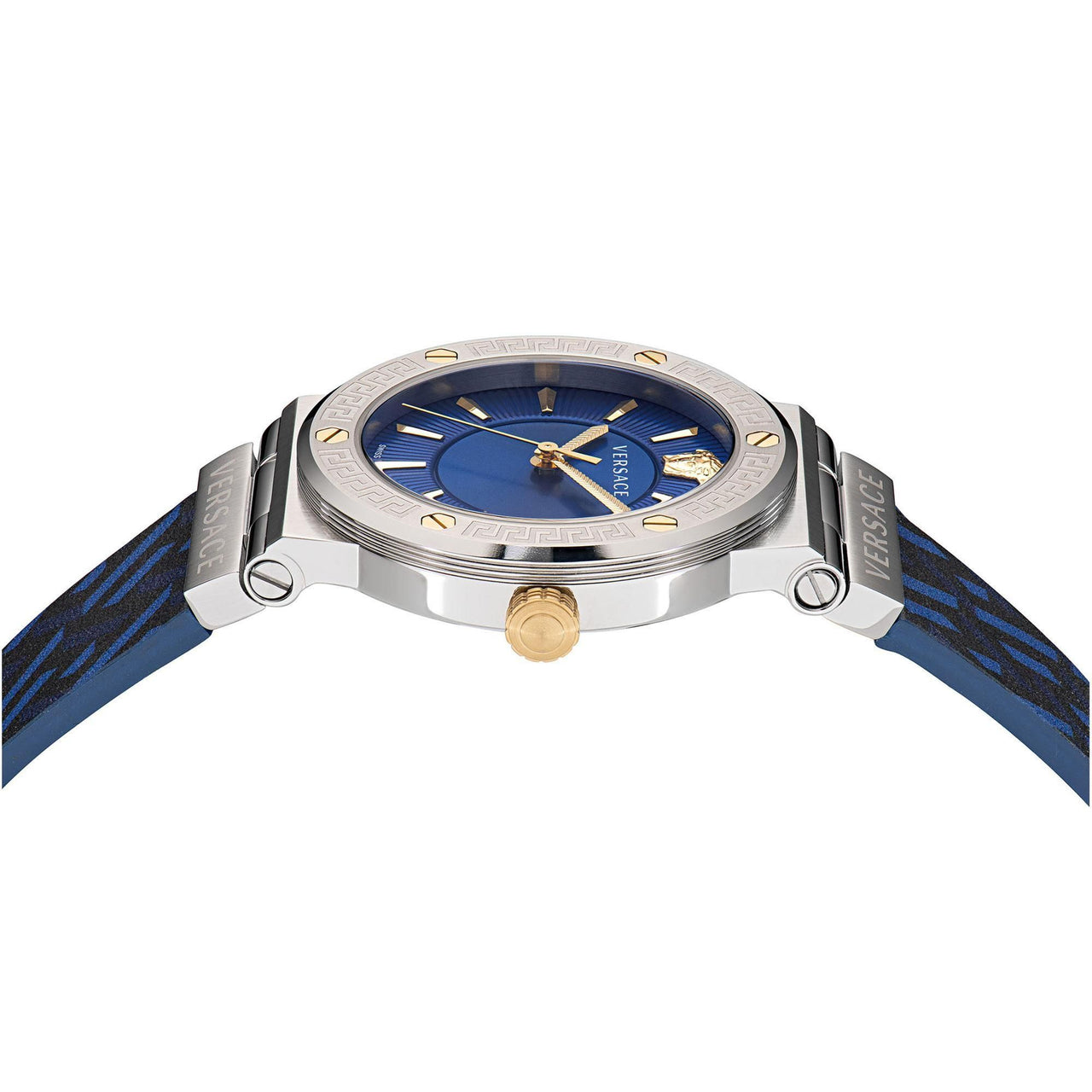 VERSACE VEVH01421 Reloj con correa de cuero multicolor con monograma y logo de Greca