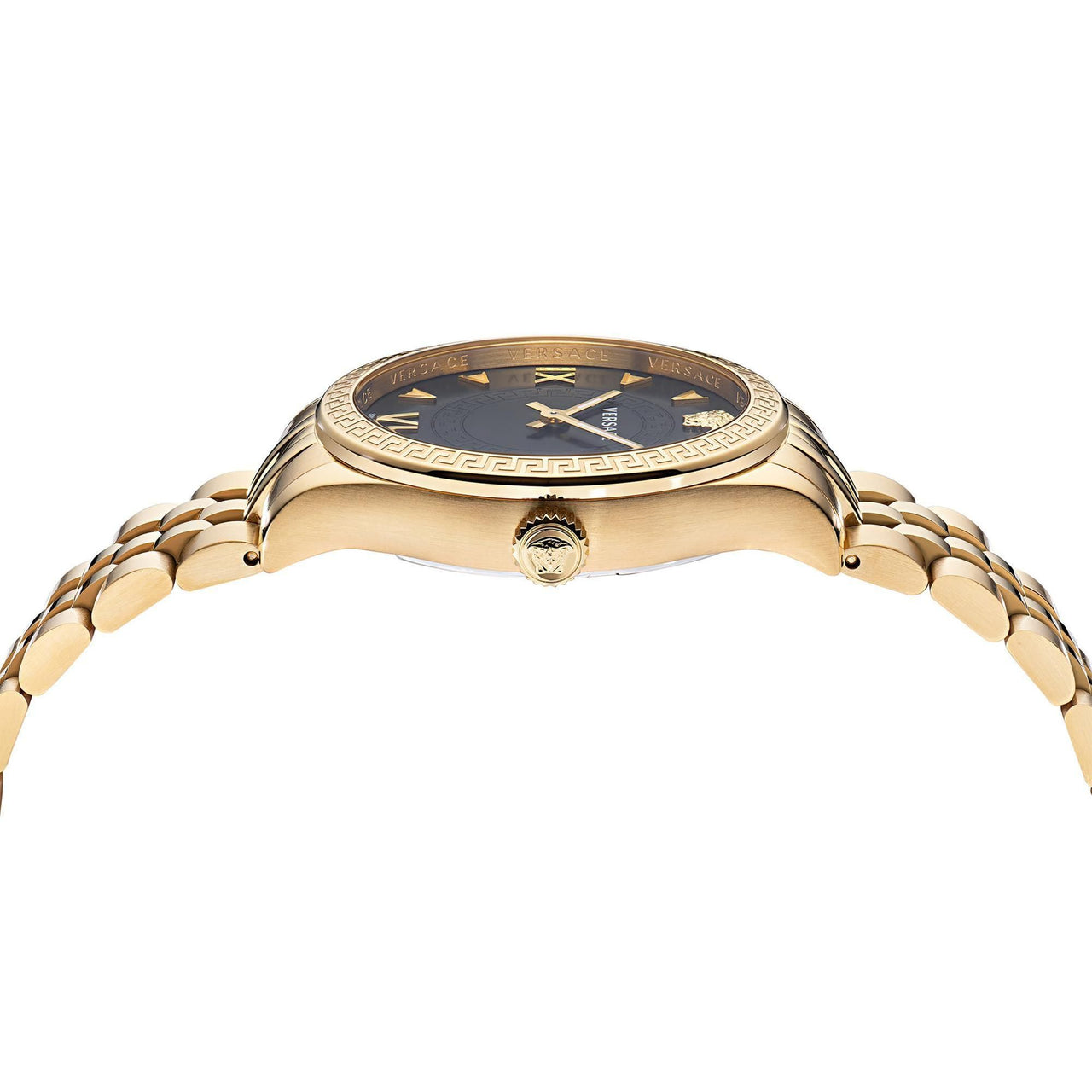 VERSACE VE2S00622 Reloj de pulsera en tono dorado con esfera de rayos de sol negro Hellenyium