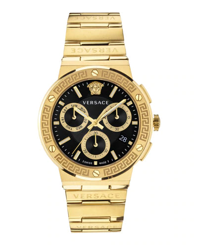 VERSACE VEZ900421 GRECA LOGO CRONÓGRAFO ORO CORREA DE ACERO INOXIDABLE RELOJES PARA HOMBRE
